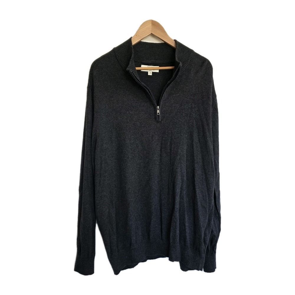 Hawker Rye Cotton Cashmere Sweater 1/4 Zip Dark Gray Size‎ XXL Soft
